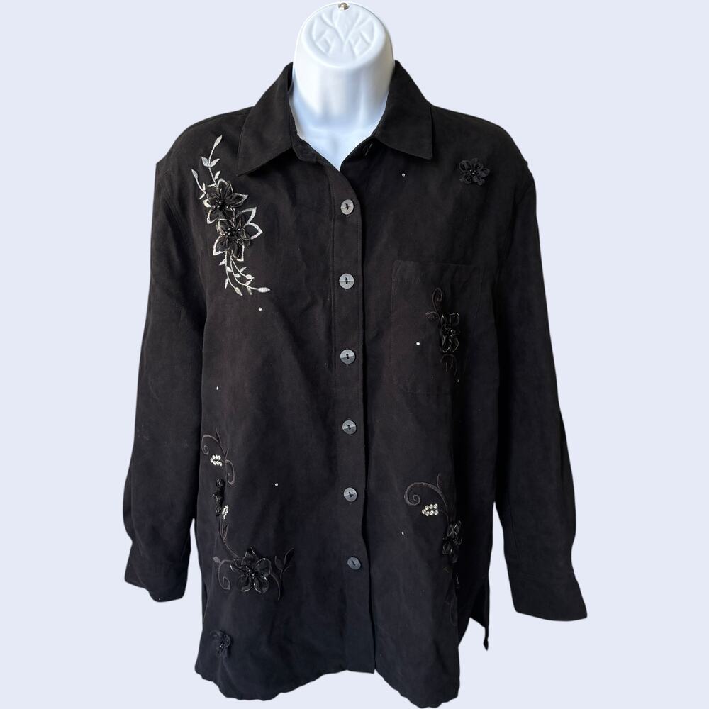 Draper's & Damon's PM Y2K Embroidered Jacket Black Floral Relaxed Fit